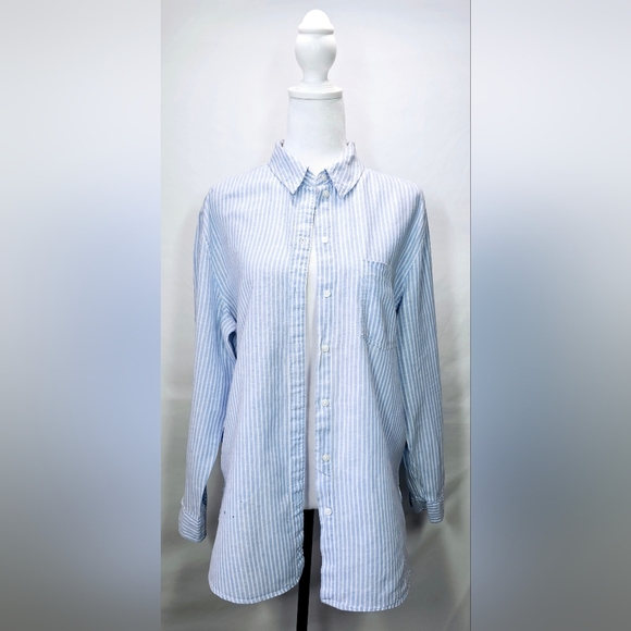 Small H&M Blue Striped Button-Up Shirt - Picture 1 of 5